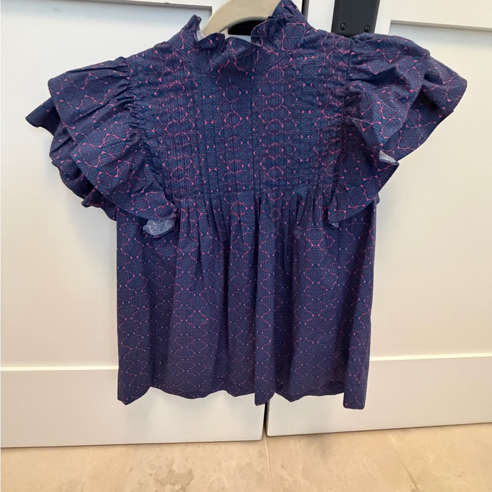 Oliphant: Navy Blouse with Pink Pattern